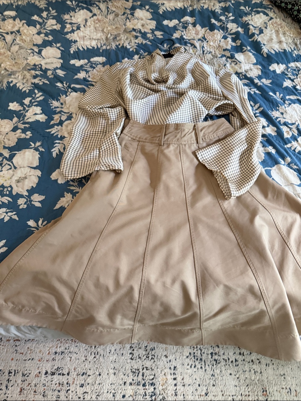 Zara A-Line Paneled Skirt in Light Taupe